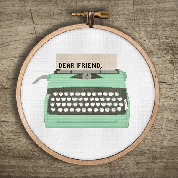 typewriter vintage retro cross stitch pattern ++ modern diy craft ++ pdf  INsTAnT DOwNLoAD ++ handmade design