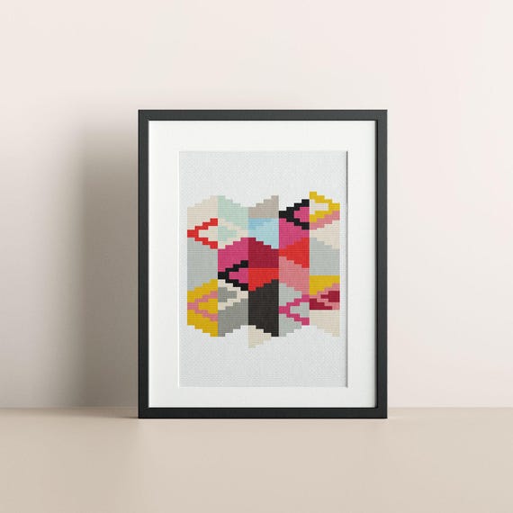 Mid Century Triangles Cross Stitch Kit Mid Century Triangles Cross Stitch Kit