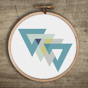 Geometric Modern Counted Cross Stitch Pattern : Retro Mid Century Wall Art, PDF Instant Download, DIY Craft, Easy Beginner Embroidery Hoop