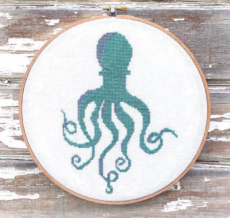 Octopus Cross Stitch Pattern Modern Retro Pdf Instant - Etsy