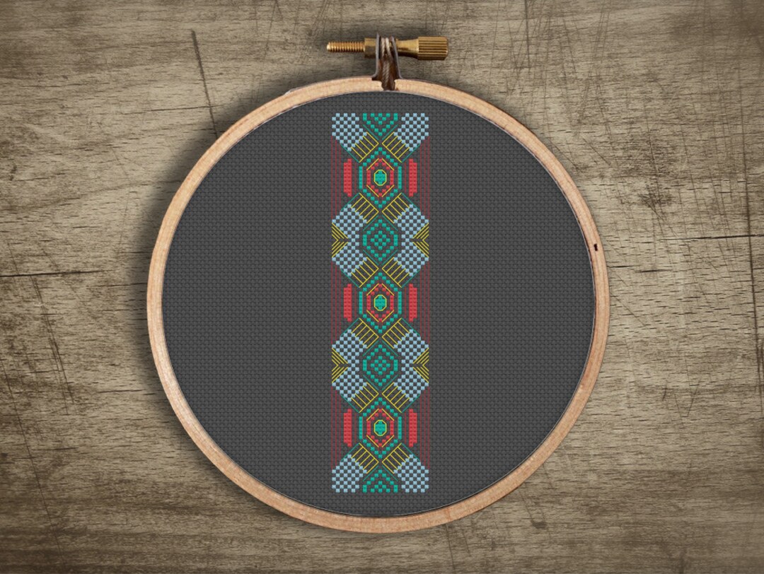 Curated visual reference: Visual Reference: Modern Geometric Tribal Bookmark Cross Stitch Pattern