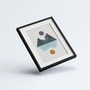 Bergreflectie geteld kruissteekpatroon: natuur bos maan water, pdf direct downloaden, retro moderne borduurkunst, doe-het-zelf