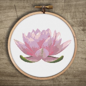 lotus flower cross stitch pattern ++ pdf  INsTAnT DOwNLoAD ++ diy craft ++ handmade design