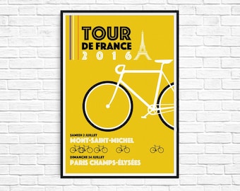 2016 Tour De France Digital Poster Print : PDF Instant Download, Special Edition Paris Modern Bicycle Race Wall Art, Handmade Design