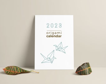 2023 Printable Calendar Origami : 12 Month Printable Wall Desk Calendar, Instant Download, Modern Animal Calendar, Office Accessory