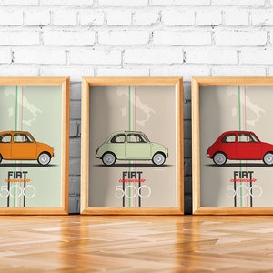 fiat 500 poster print fiat cinquecento VERDE green italian modern wall art INsTAnT DOwNLoAD handmade design image 3