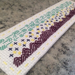 Modern Geometric Mountain Bookmark Cross Stitch Pattern : Stars Arrows Embroidery, PDF Instant Download, Unique Handmade Design, DIY Craft
