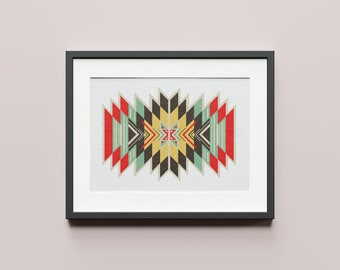 Southwest Native Cross Stitch Pattern : Modern American Indian, Retro Tribal Aztec, PDF Instant Download, Traditional Southwestern Navajo