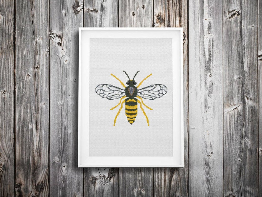 Wasp Bee Insect Bumble Cross Stitch Pattern ++ Vintage Retro Modern ...