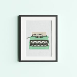 Patrón de punto de cruz vintage de máquina de escribir: moderno americano de mediados de siglo, bordado clásico, descarga instantánea en PDF, carta retro de querido amigo