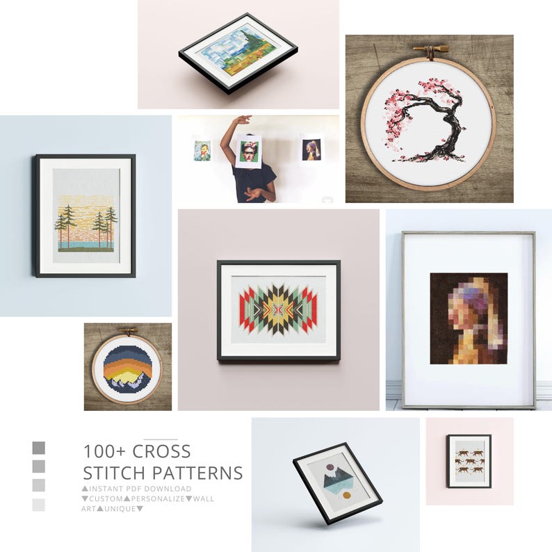 Futska has unique and stunning cross stitch patterns that are all handmade and available for immediate digital download.  This embroidery craft is one of a kind and good for beginners, DIY lovers.  Hoop art is the perfect gift. Modern and easy design