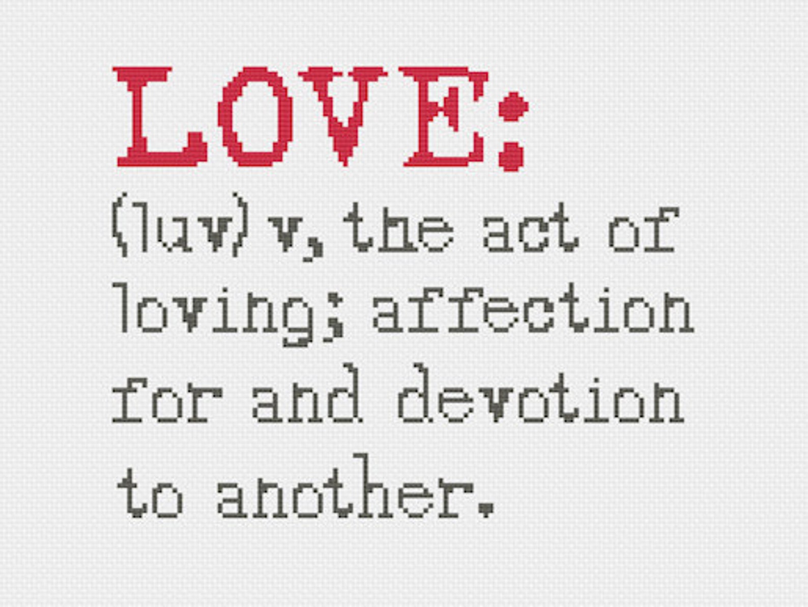 Definition of Love Cross Stitch Pattern Vintage Font Etsy UK