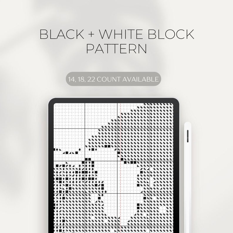 Color block pattern for our unique cross stitch patterns by Futska.  Immediate pdf digital download.  Easy to read patterns are both in color and black and white.  Each block counted pattern symbols you can match the color and shape.  Easy to read.