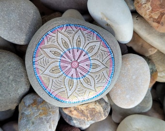 Flower Stone Mandala Old Gold And Pink