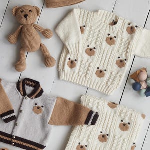 Breipatroon teddybeer, muts en deken | Trui van bovenaf | Patroon kindertrui | PDF-breipatroon | 0-24 maanden |