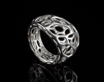 Silver 2-Layer Twist Ring - organic cellular jewelry in sterling silver