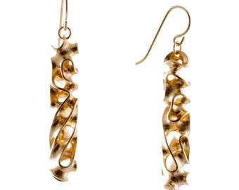 Minima Earrings - brass 3d-printed sea sponge and coral inspired earrings