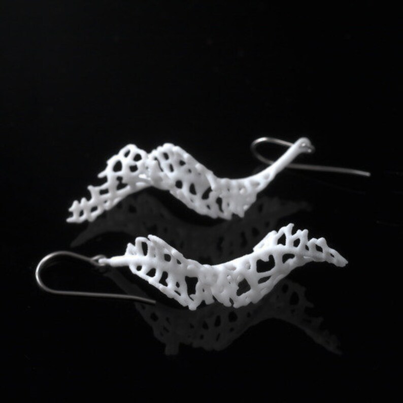 Spiral Earrings 3D printed nylon White