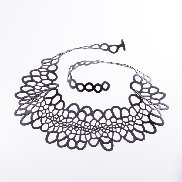 Sinuate Necklace | lasercut rubber jewelry | statement necklace | Corollaria collection