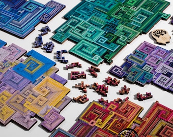 Bismuth Crystal Puzzle - generative wooden jigsaw puzzle by Nervous System