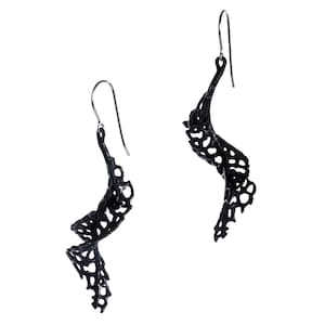 Spiral Earrings 3D printed nylon Black