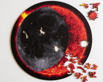 Eclipse Puzzle - double-sided sun and moon wooden jigsaw puzzle by Nervous System