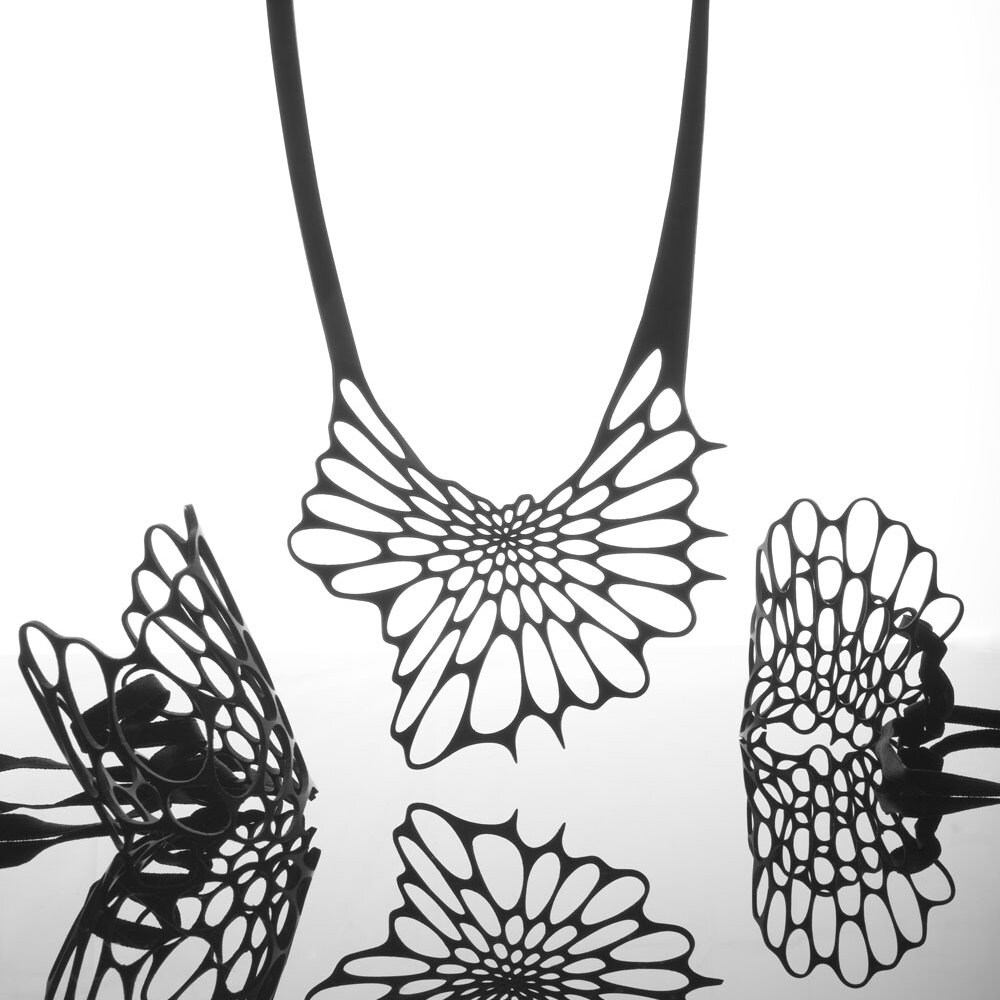 Radiolaria Necklace laser-cut Black Silicone - Etsy