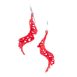 Spiral Earrings 3D printed nylon Red