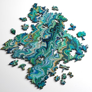 large Marbling Infinity Puzzle colorful wood jigsaw puzzle, laser cut image 6