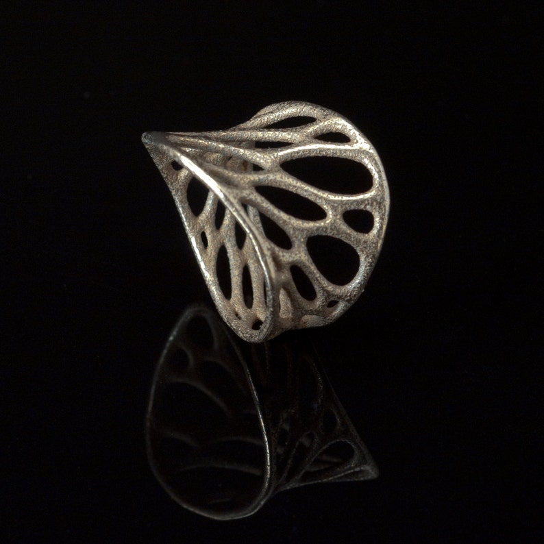 1-layer twist ring 3D printed stainless steel image 3