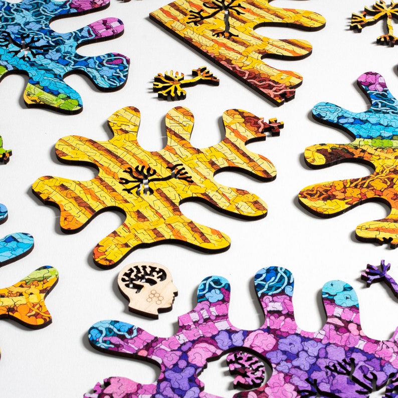 Neuron Puzzle wooden biology and brain themed jigsaw puzzle image 4