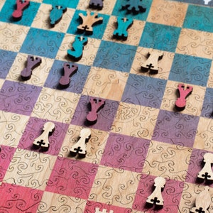 Wooden Chess Jigsaw Puzzle sunset