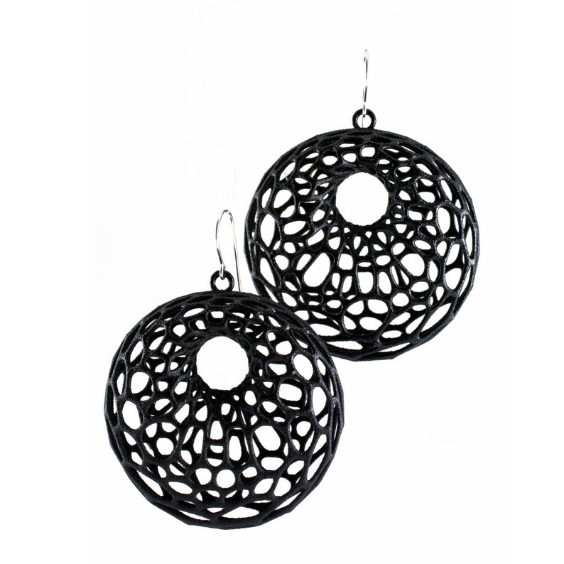 Cellular Earrings 3D printed nylon Black