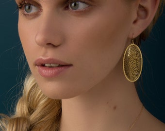 Capsule Earrings | etched brass | Corollaria collection