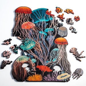 Jellyfish dreams puzzle  - wooden jigsaw puzzle by Nervous System