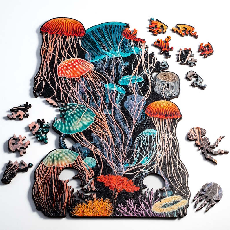 Jellyfish dreams puzzle wooden jigsaw puzzle by Nervous System image 1
