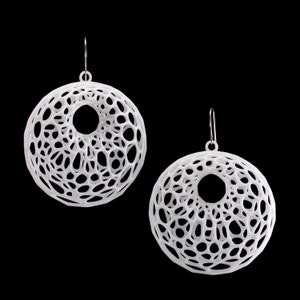 Cellular Earrings 3D printed nylon White