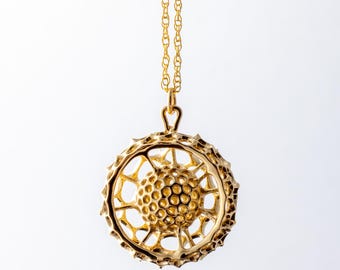 Radiozoa Necklace - brass radiolarian pendant