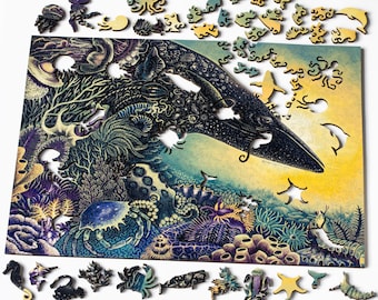Ocean Tapestry Puzzle - wooden coral reef jigsaw puzzle