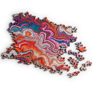 small Marbling Infinity Puzzle - colorful wood jigsaw puzzle, laser cut
