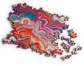 small Marbling Infinity Puzzle - colorful wood jigsaw puzzle, laser cut