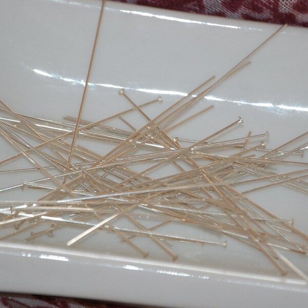 25% OFF 2 Inch 24 Gauge Sterling Silver Headpins Flat Findings (50)