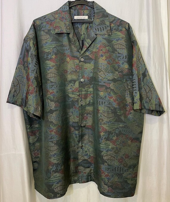 LL Size- Pure Silk Vintage Kimono Kimono Remake Hawaiian Shirt One