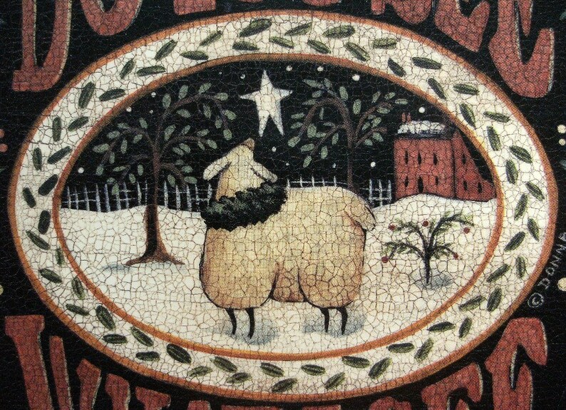 LIGHTHOUSE or SHEEP Primitive Folk Art Christmas prints. All Is Calm, All Is Bright... Do You See What I See image 4