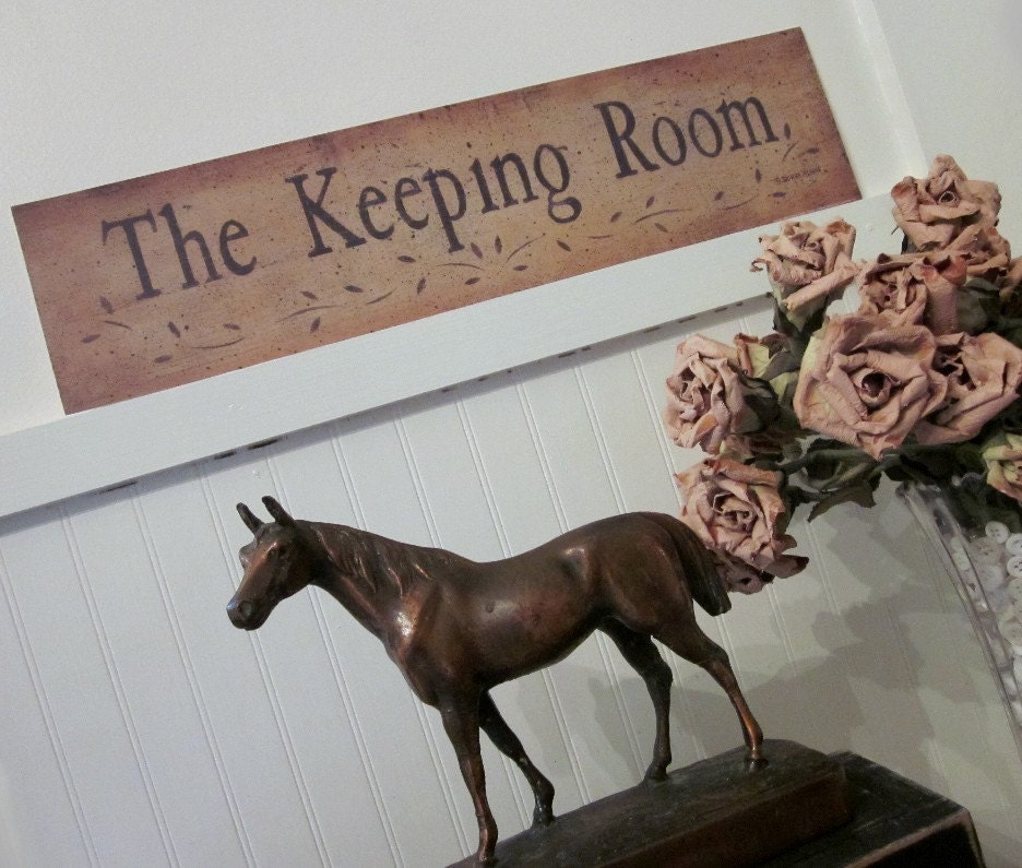 The Keeping Room, Rustic Folk Art Print by Donna Atkins, word print