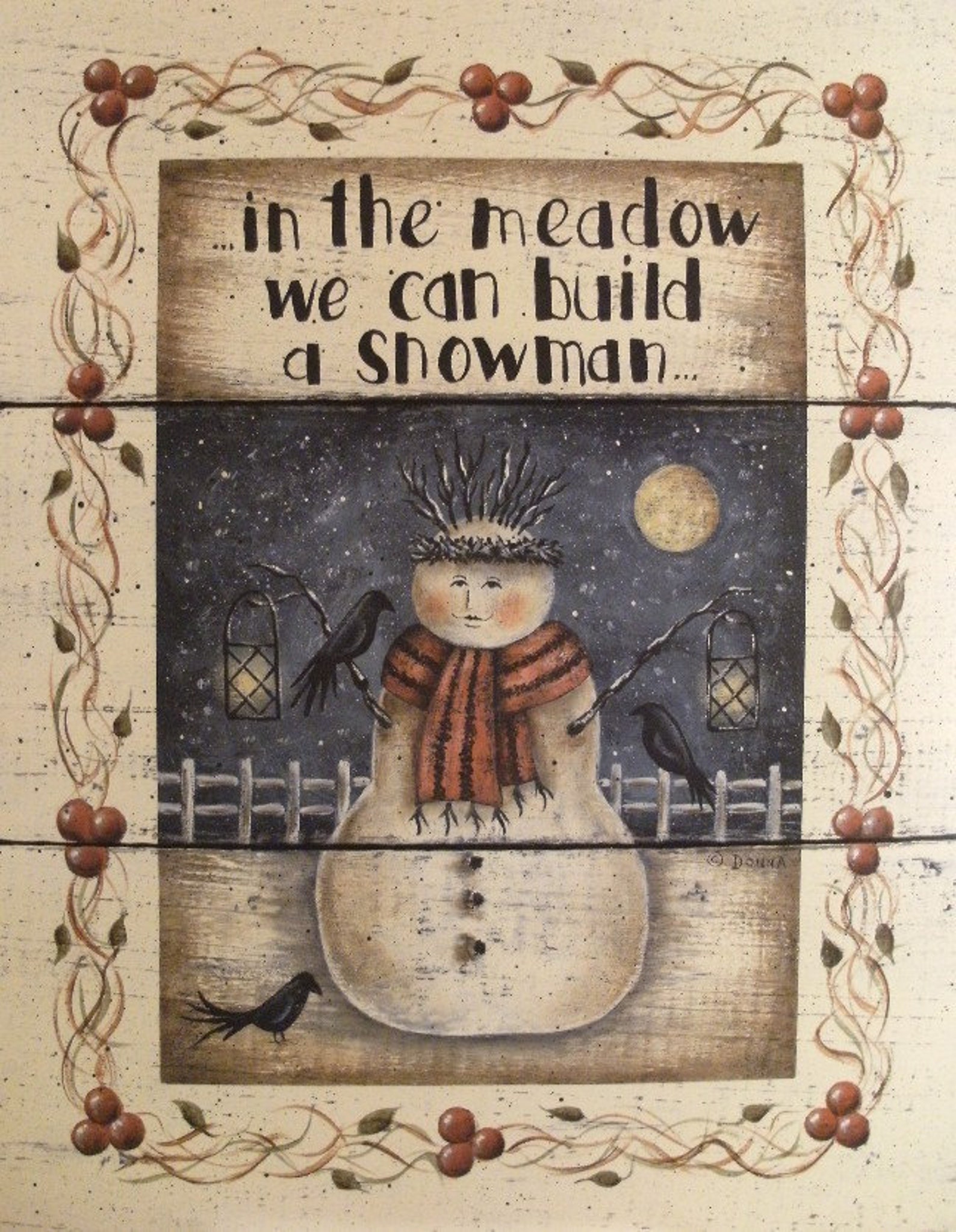 Snowman Print Primitive Folk Art Crows Snow In The Meadow Etsy snowman-print-primitive-folk-art-crows-snow-in-the-meadow-etsy