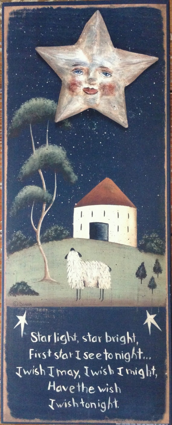 Moon and Star Unframed Folk Art Prints. 'I See the Moon