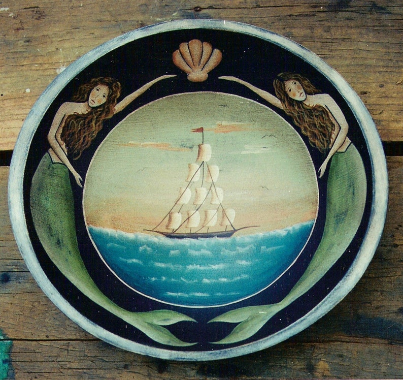 MERMAID Schooner Ocean Folk Art E-Pattern by Donna Atkins. Keepers of the Sea. DIY Painting Craft. image 1