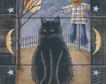 Halloween Art Print - The Bewitching Mrs. B. Black Cat