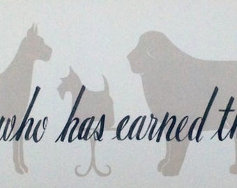 Dogs Silhouette quotation print. "Blessed is the person who has earned the love of an old dog." Print by folkartbydonna / Etsy